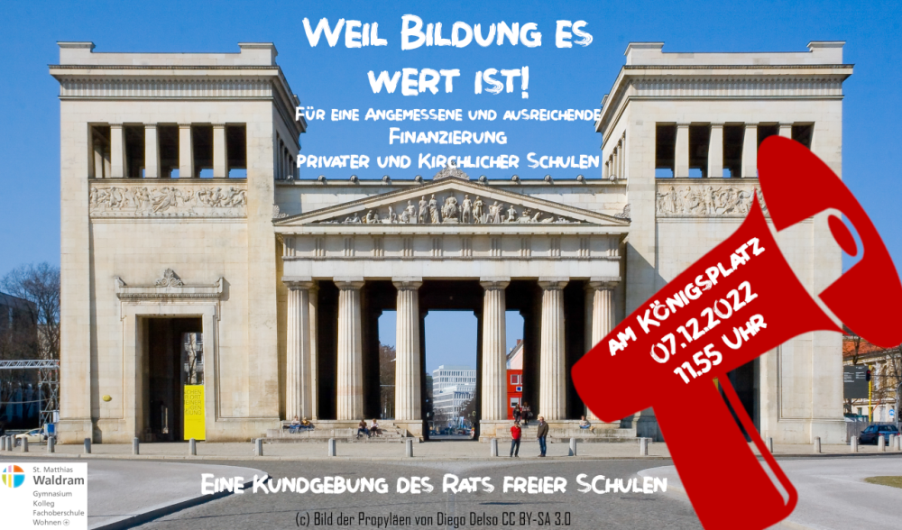 Kundgebung der privaten Schulen in Bayern am Königsplatz für eine gerechte Finanzierung durch den Staat